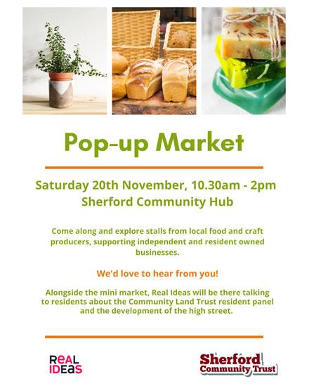 Sherford Pop-up Market - Saturday 20th November 10.30am – 2pm : 